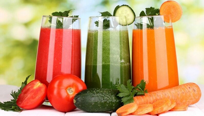 Kaloriefattig grøntsagsjuice på drikkediætmenuen